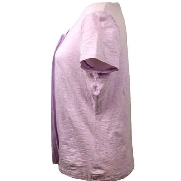 TALBOTS Pleated Panel Front Coquette Lavender Short Sleeve Pretty Shirt Mp - Picture 5 of 7